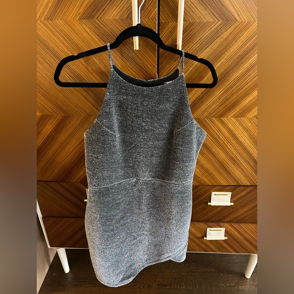 Iridescent Sparkly Silver Mini Dress - Medium